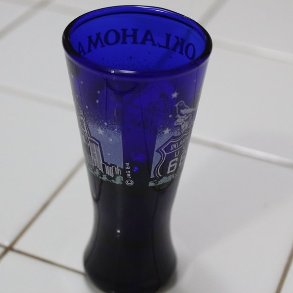 Vintage Oklahoma State Cobalt Blue Shot Glass - Picture 7 of 10
